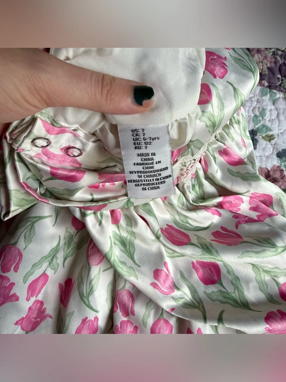 Rachel Zoe White Dress with Pink Tulip Print